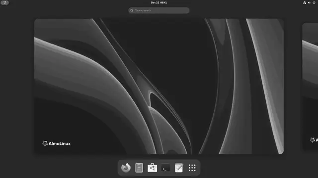 AlmaLinux 10 desktop with the default GNOME environment