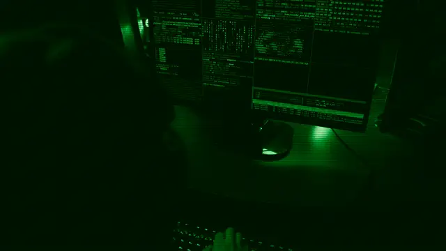 Source code on a dark screen, evoking a web development terminal