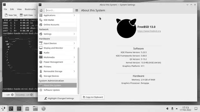 KDE Plasma desktop running on FreeBSD
