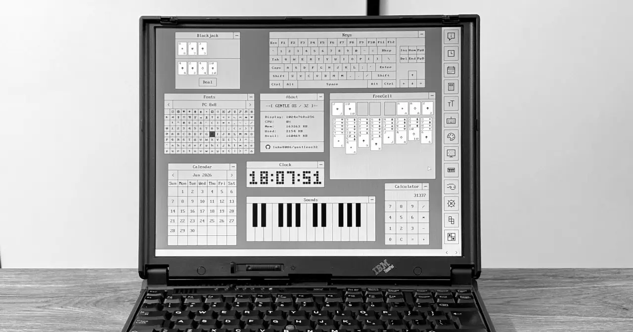 GentleOS/32 running on an IBM ThinkPad 380Z with a Pentium II processor