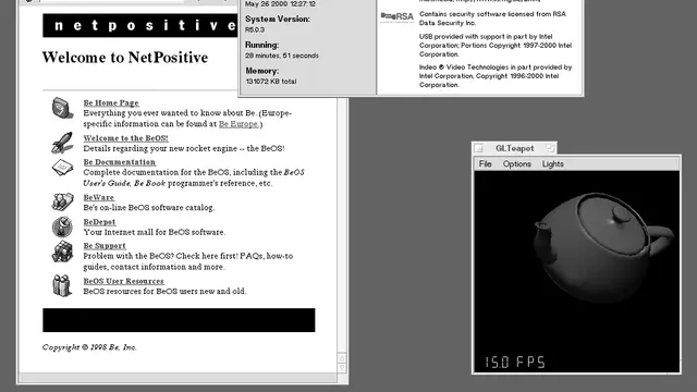 Screenshot of the BeOS operating system desktop
