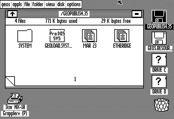 Screenshot of geoPublish, the desktop publishing application of GEOS