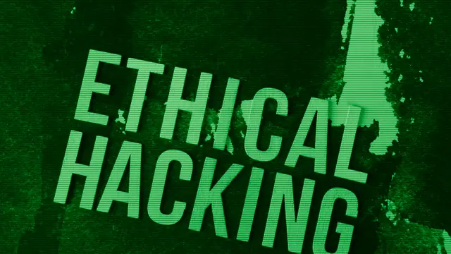 Ethical hacking and cybersecurity concept with code on a terminal