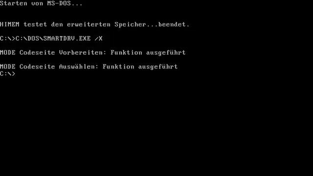 MS-DOS 6.22 startup screen with the command-line prompt