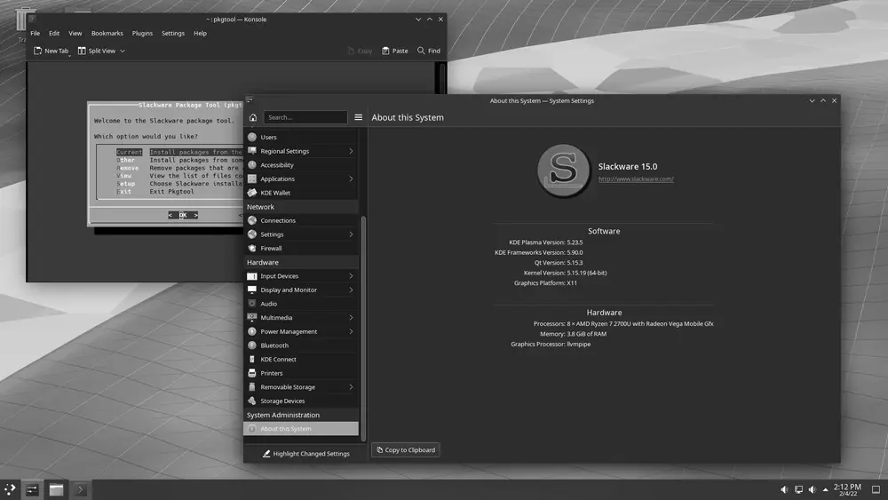 Slackware 15.0 desktop, the release published in 2022