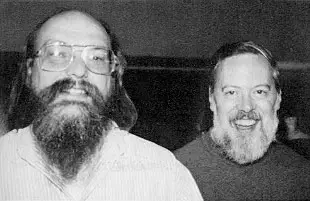 Ken Thompson and Dennis Ritchie in 1973, the creators of UNIX at Bell Labs