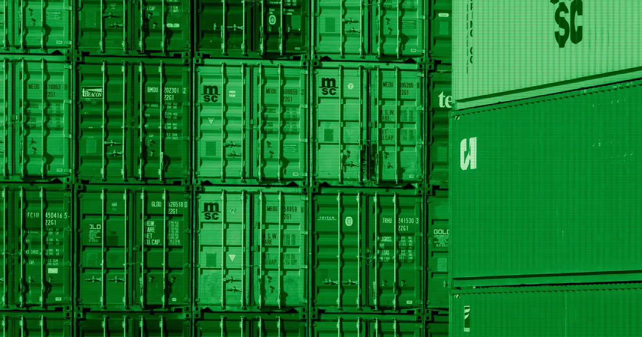 Stacked shipping containers at a port as a metaphor for software containers