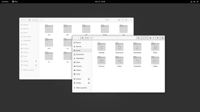 NixOS GNOME desktop showing the Files file manager and the default theme