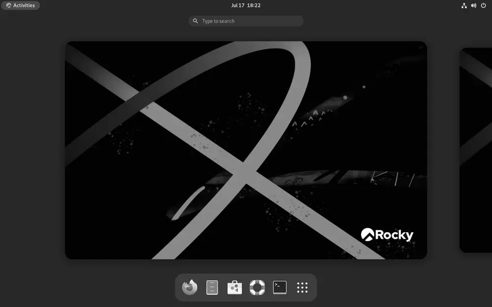 Rocky Linux 9 Workstation desktop running GNOME Shell 40
